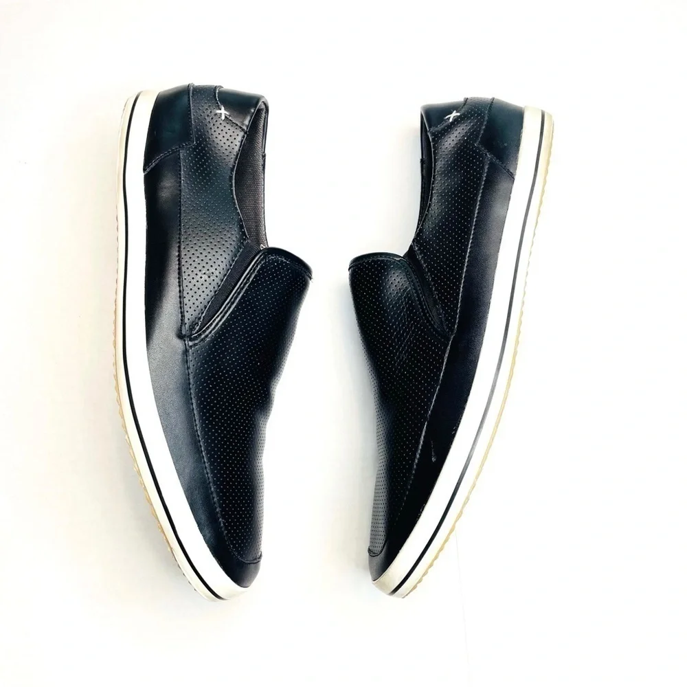 Steve Madden Weldon Black Leather Perforated Loafer Slip On Shoes Men’s Size 12